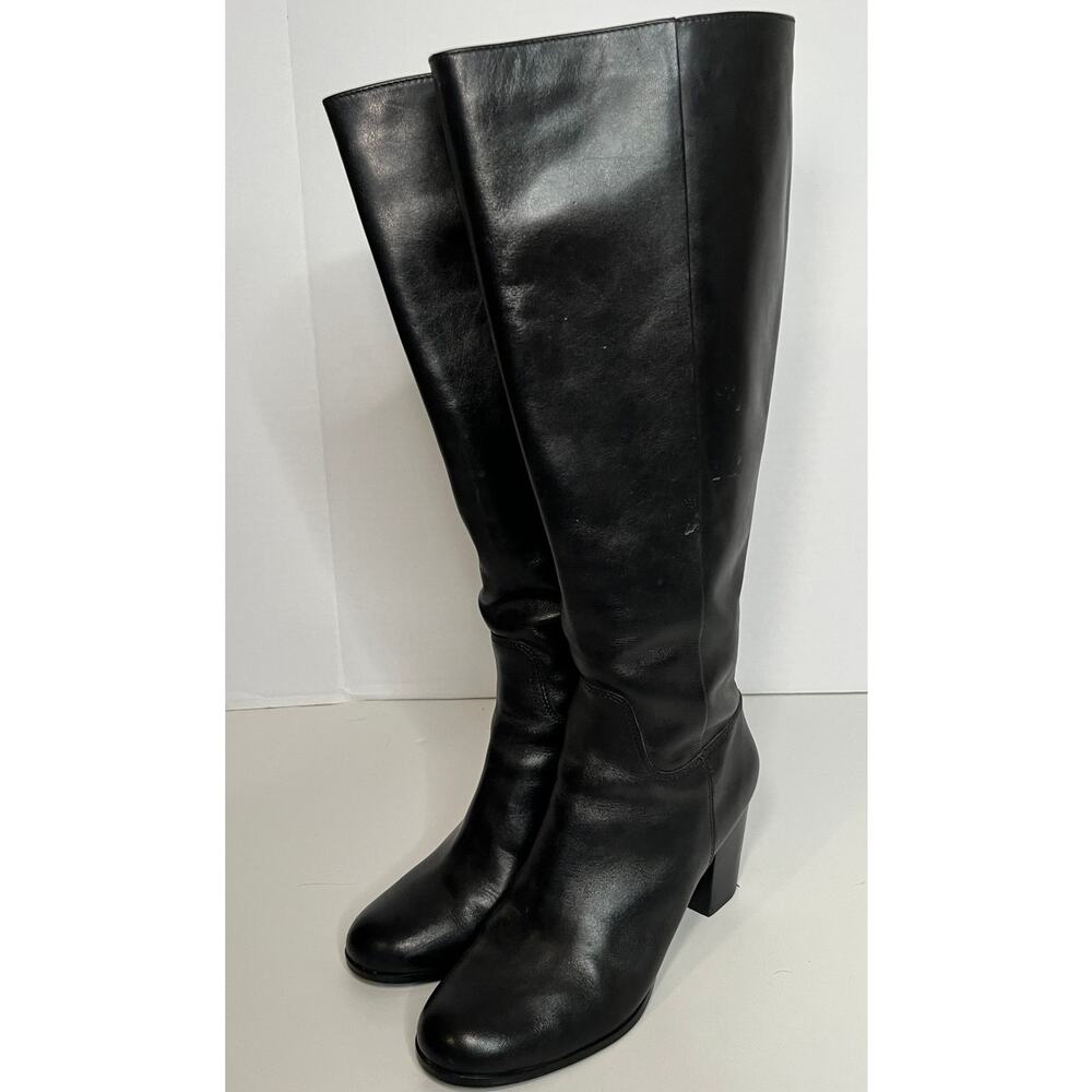 Cole Haan Black Leather Knee-high Boots, Back Zip Size 7